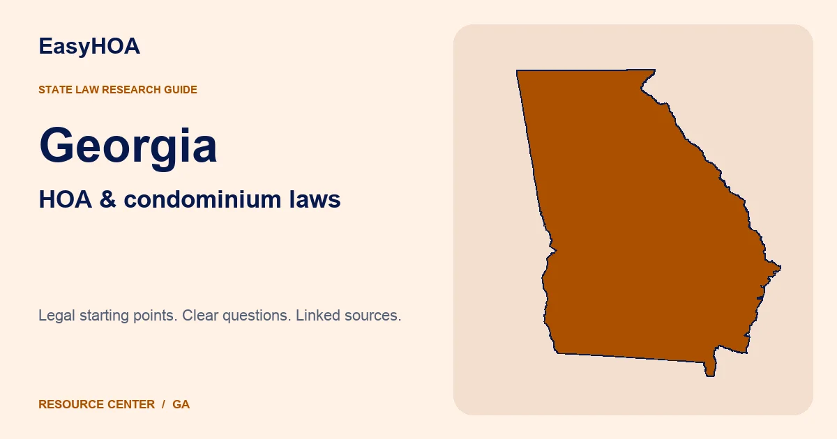 Georgia outline alongside the EasyHOA HOA and condominium law guide title