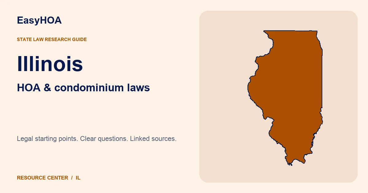 Illinois outline alongside the EasyHOA HOA and condominium law guide title