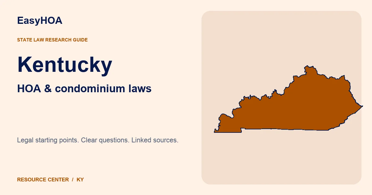 Kentucky outline alongside the EasyHOA HOA and condominium law guide title