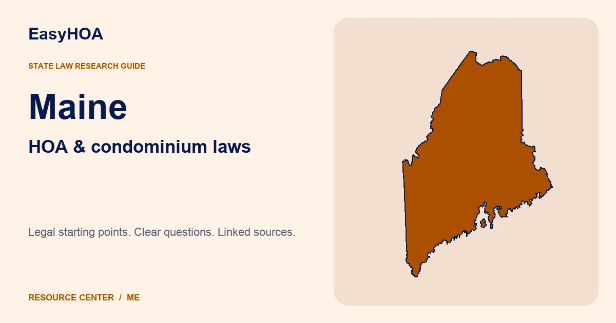 Maine outline alongside the EasyHOA HOA and condominium law guide title