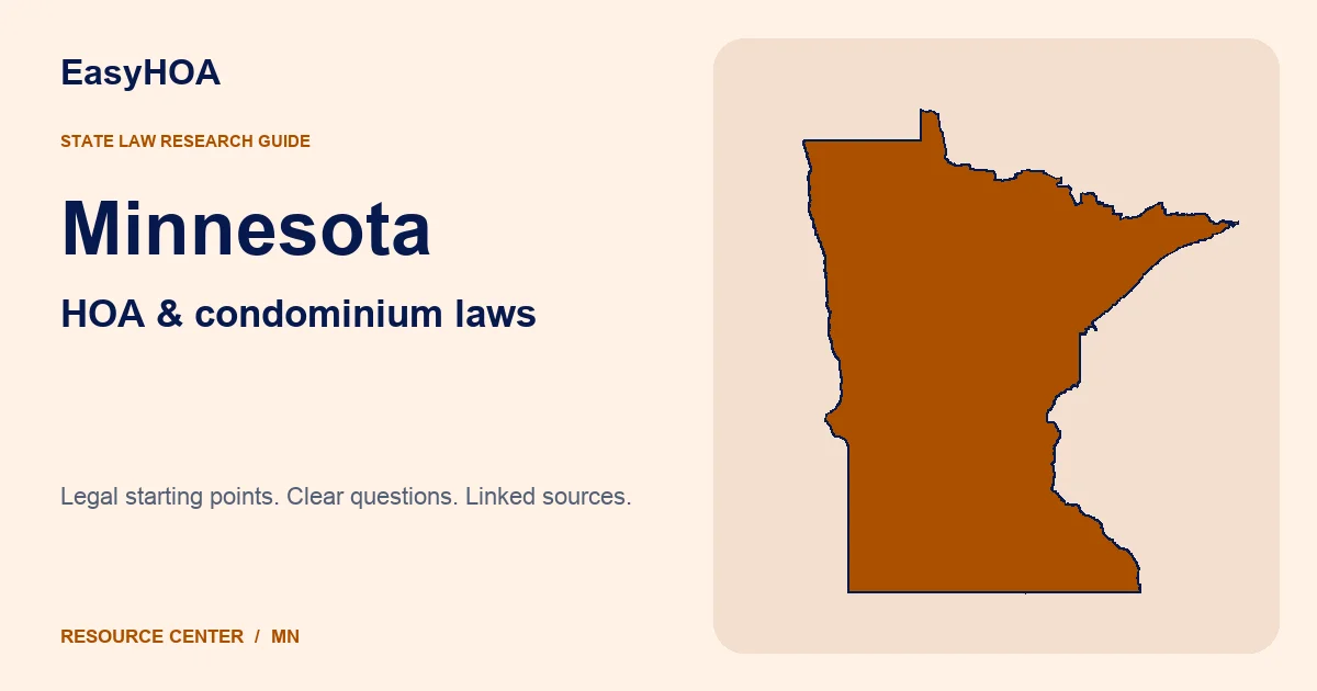 Minnesota outline alongside the EasyHOA HOA and condominium law guide title