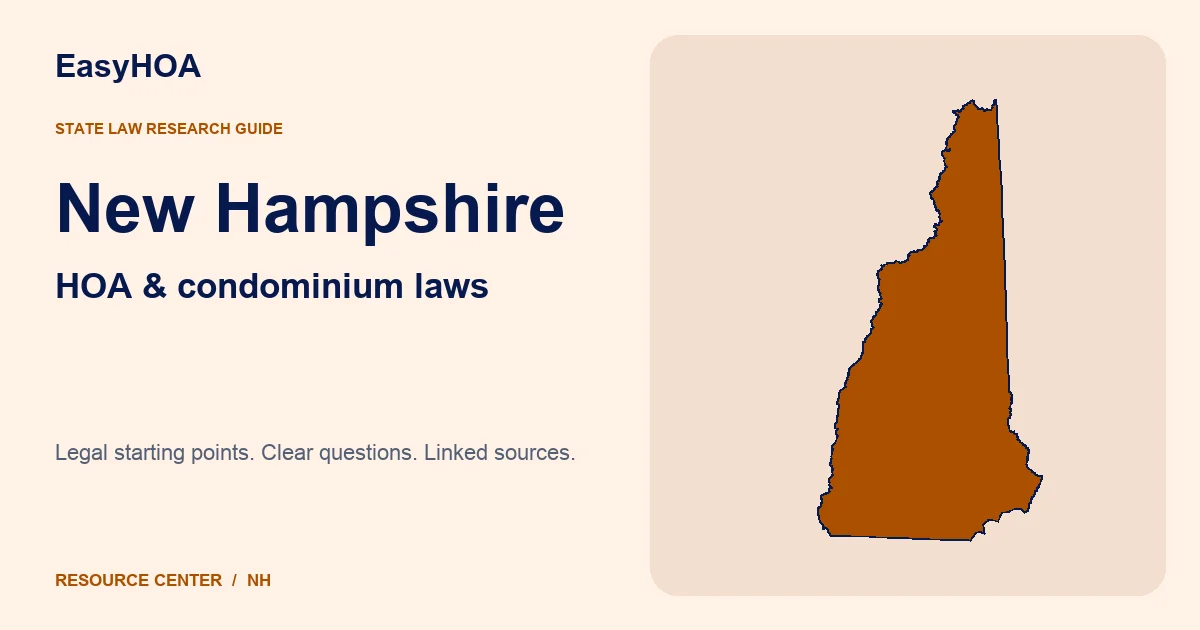 New Hampshire outline alongside the EasyHOA HOA and condominium law guide title