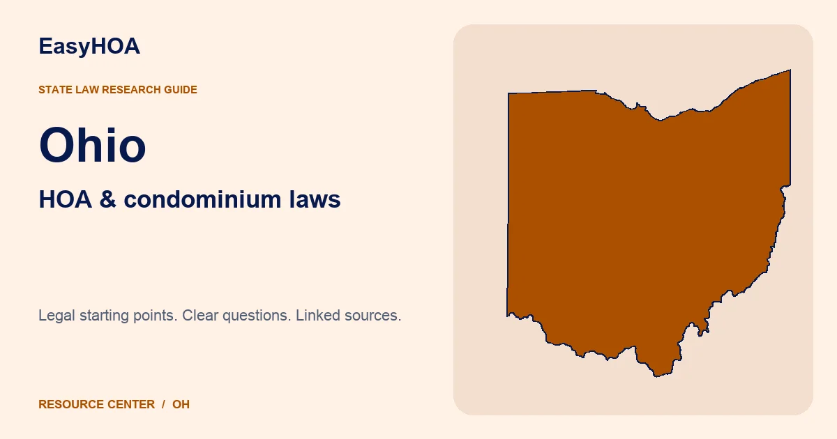 Ohio outline alongside the EasyHOA HOA and condominium law guide title