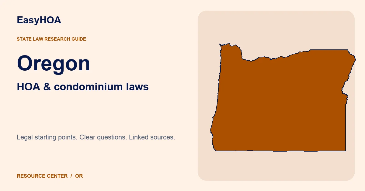 Oregon outline alongside the EasyHOA HOA and condominium law guide title