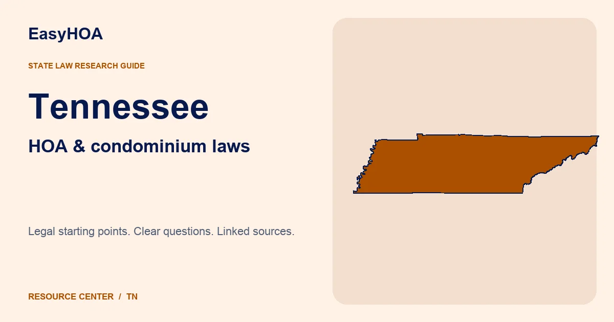 Tennessee outline alongside the EasyHOA HOA and condominium law guide title