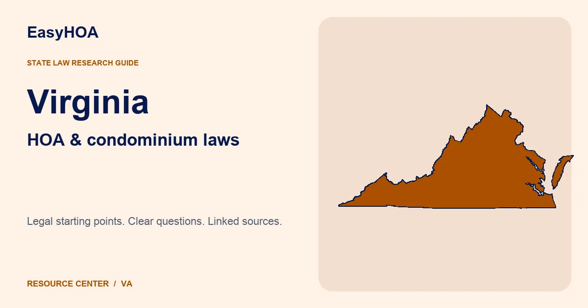 Virginia outline alongside the EasyHOA HOA and condominium law guide title