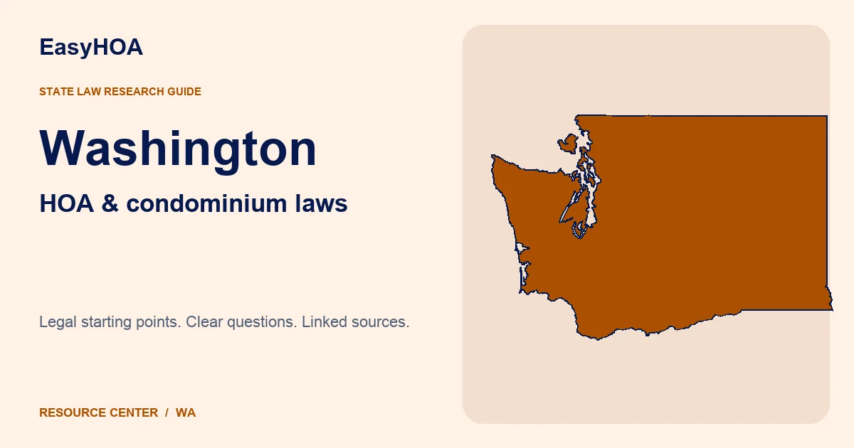 Washington outline alongside the EasyHOA HOA and condominium law guide title